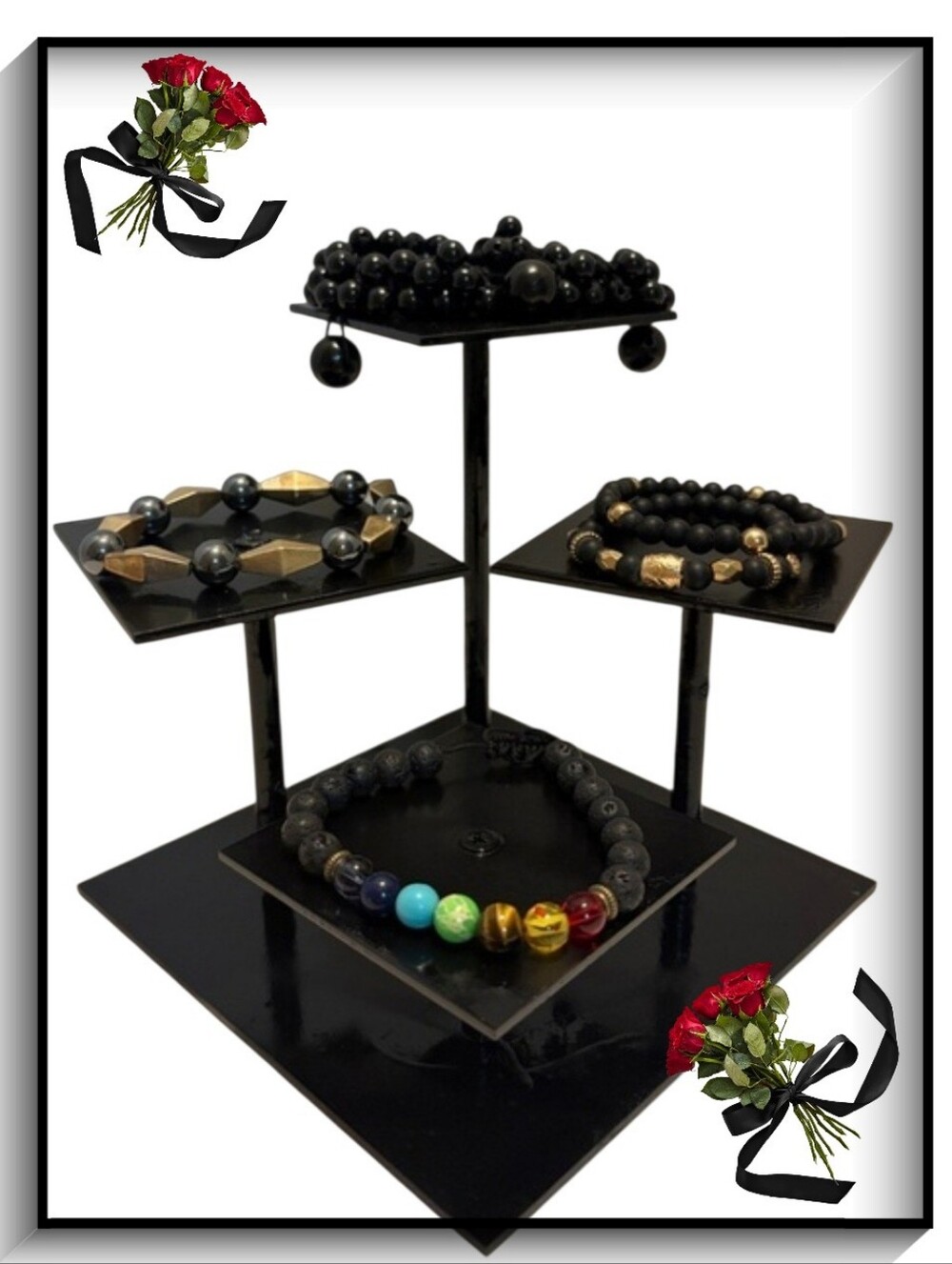 🐞 3/$8 Black & Gold Tone Beaded Bracelet Bundle